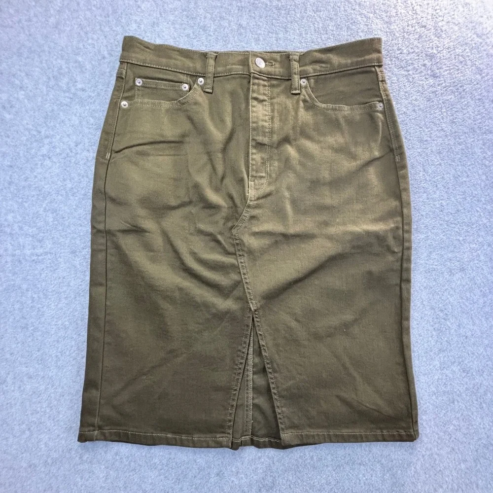 Banana Republic Olive Green Denim Pencil‎ Skirt Size 8